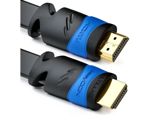 deleyCON deleyCON 5m Flaches HDMI Kabel UHD 4K HDR 3D 1080p 2160p ARC Full HD HDMI-Kabel