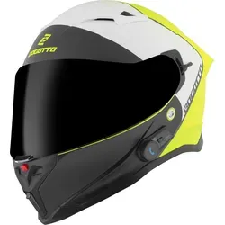 Bogotto H153 BT SPN Bluetooth Helm, schwarz-gelb, Größe L - Motorradhelm mit kratzfestem Visier und Bluetooth-Funktion, ideal für sichere und komfortable Fahrten.
