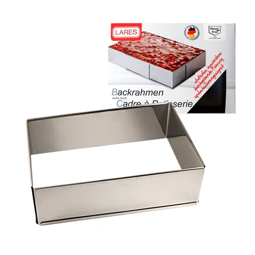 Lares Backrahmen extra hoch 7,5 cm verstellbar - Backrahmen für kreative Backprojekte, verstellbar von 17 bis 32 cm Breite, rostfrei und spülmaschinenfest - ideal für Torten und Gebäck.