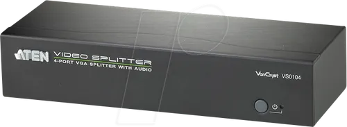 Aten VS0104 VGA Video-Splitter - 4-fach VGA-Video-Splitter mit 450MHz Bandbreite und Audioübertragung, ideal für Präsentationen oder Multimonitor-Setups.
