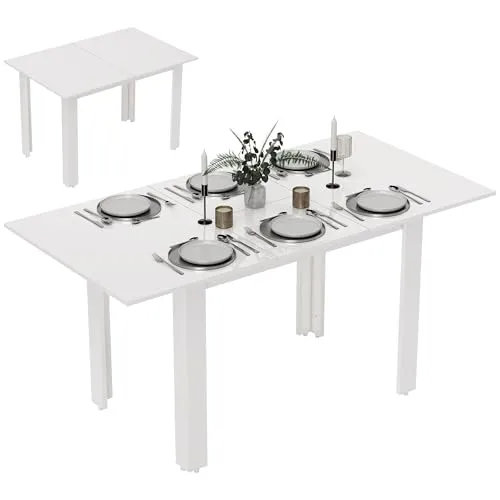 HOMCOM Ausziehbarer Klapptisch - Platzsparend & Elegant - Moderner Esstisch, erweiterbar von 120 cm auf 160 cm, ideal für bis zu sechs Personen. Hochglanzoberfläche sorgt für einen eleganten Look und leichte Reinigung. Perfekt als Küchentisch oder Computertisch.