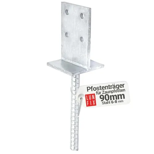 LUN FIX Pfostenträger T-Form Zum Einbetonieren 90x130 mm 200 mm 1 Stk | Feuerverzinkt, Pfostenanker, Stützenfuß, Betonanker, Korrosionsbeständig, Zaunpfosten Und Holzpfosten