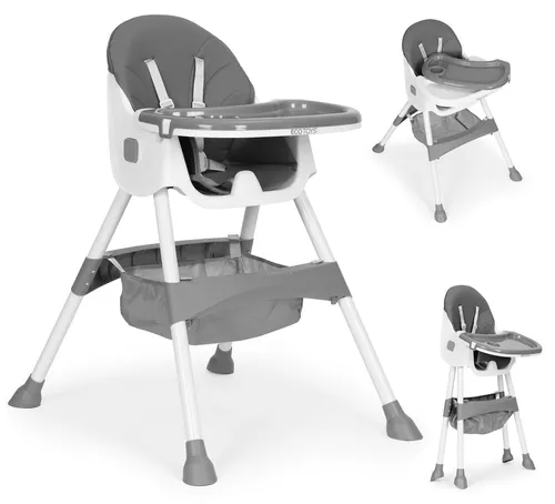 Kindersitz, Hochstuhl, Tablett, Ablage, 5-Punkt-Gurt, grau, ECOTOYS
