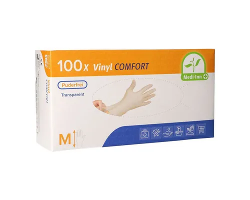 LifeMed Putzhandschuh Vinylhandschuhe puderfrei transparent Größe M 100 Stück