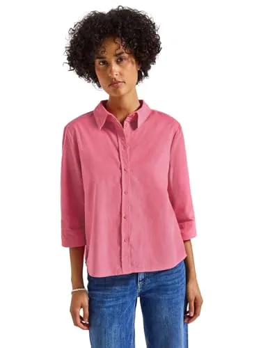Street One Damen 3411986 Cord Hemdbluse, Almond Coral, 36 - Damenbluse mit Hemdkragen und 3/4-Ärmeln, stylish und bequem für jeden Anlass. Perfekt für den Herbst!