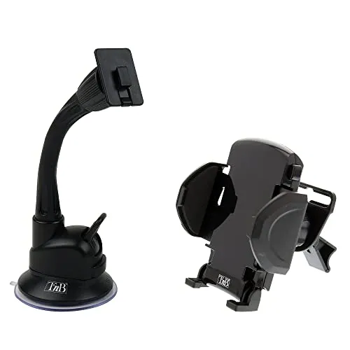 T'nB Mehrfachbefestigungs Halterung | Smartphone-Halterung, Schwarz, bis zu 7 Zoll (17,8 cm), mit 360° Rotation, flexiblem Arm und Klemmklammern