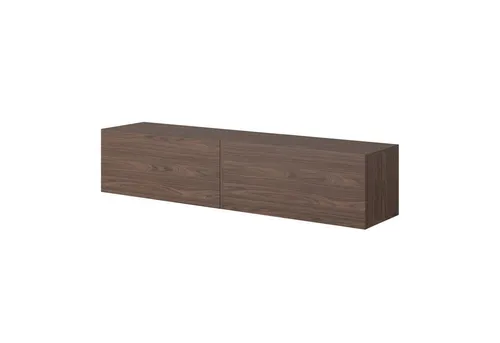 Selsey BISIRA TV-Möbel 140 cm Nussbraun - TV-Möbel im Glamour-Stil, mit goldener Einlage und abschließbaren Fächern für Kabel und kleine Gegenstände. Perfekte Ergänzung für moderne Wohnzimmer.