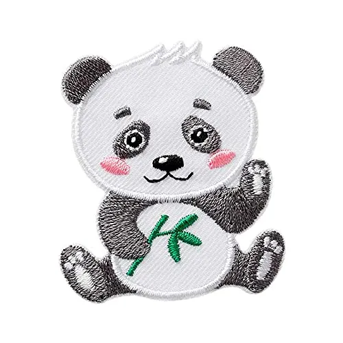 Panda Tier - Aufnäher, Bügelbild, Aufbügler, Applikationen, Patches, Flicken, zum aufbügeln, Größe: 4,5 x 5,1 cm