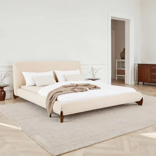 IDIMEX Polsterbett PATERNA 180 x 200 cm – Modernes Doppelbett mit Bouclé Stoffbezug - Stylisches Betten für modernes Schlafzimmer: Gepolstertes Kopfteil und stabiler Lattenrost aus Holz sorgen für optimalen Komfort und eine harmonische Optik.