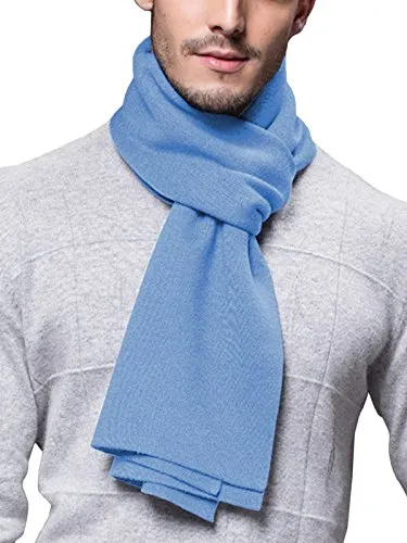 WANYING Winter Herbst Herren Strickschal Wolle Gestrickter Schal Warm Weich Einfach Schick Gentleman - 180 * 30 cm Einfarbig Himmelblau