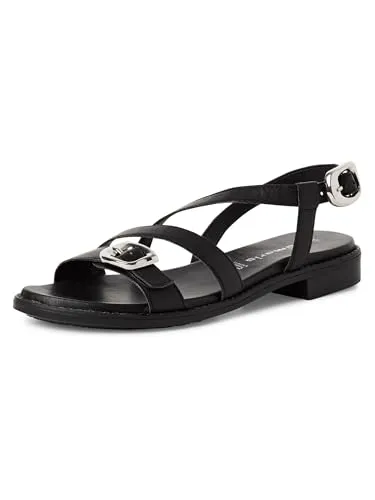 Tamaris Sandalette Blockabsatz in Schwarz, Größe 38 EU - Modische Riemchensandale mit 2,5 cm Blockabsatz. Aus hochwertigem Leder und mit eleganter Ziernaht. Ideal für stilvolle Auftritte und bequem im Alltag.