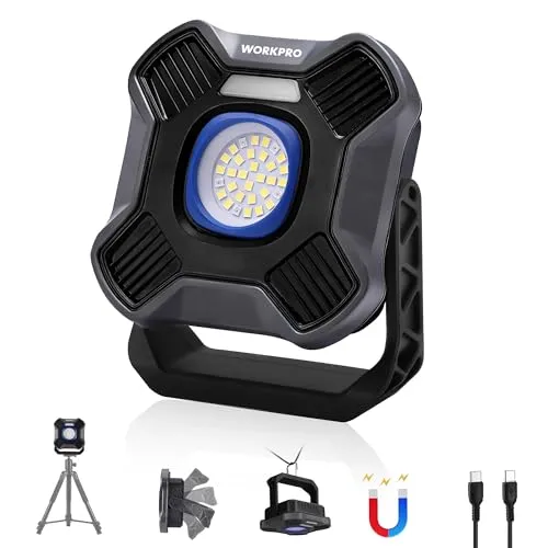 WORKPRO Akku LED Arbeitsleuchte 2000lm, 5 Lichtmodi, Magnetfuß