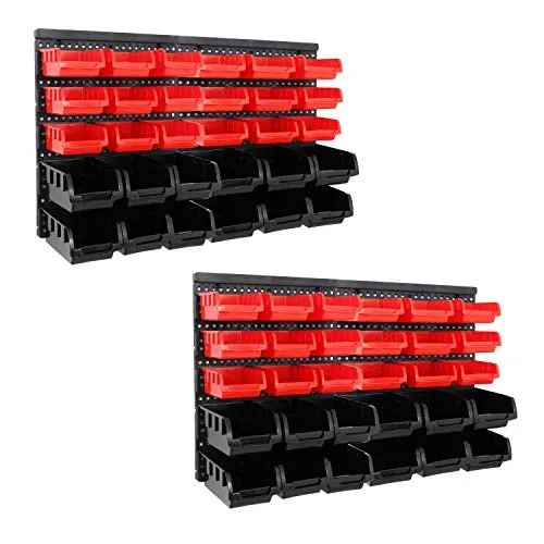 64tlg Stapelboxen Wandregal Set Werkstatt Lager Schraubenbox Werkstattregal Lagerregal Box Sortimentskasten Regal Regalsystem Steckregal