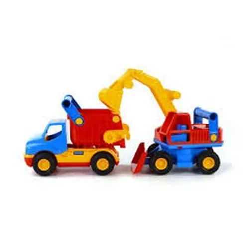 Wader POLESIE 0452 Auto konstrukcyjne wywrotka koparka - Bagger aus robustem Kunststoff, ideal für Kinder ab 12 Monaten – fördert die Fantasie und Motorik beim Spielen.