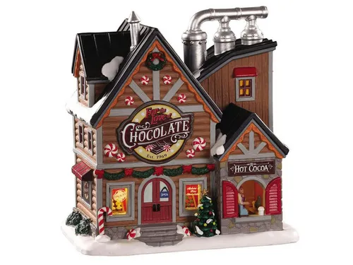 Lemax-05621 For The Love Of Chocolate - Weihnachtsdorf - Weihnachtsdorf mit LED-Beleuchtung, perfekt für festliche Tischdekoration und bringt eine süße Atmosphäre in Ihr Zuhause.