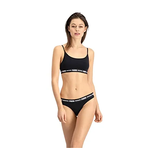 PUMA Damen Puma Iconic Women's String - (2 Pack) Thong Panties, Black, M EU
