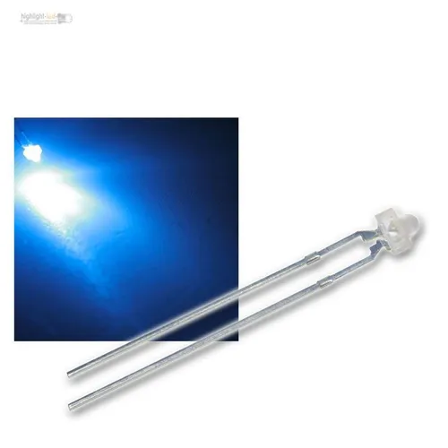 LED 1,8mm BLAU, Linse diffus weiß, im Set, blaue LEDs, blue bleu azul blauw 25