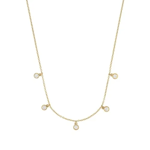 NOELANI Kette mit Anhänger aus 925 Sterling Silber - Elegante Damen Kette mit Zirkonia, 37+5 cm, in Gold, ideal als Geschenk in Schmuck Geschenk Box für besondere Anlässe.