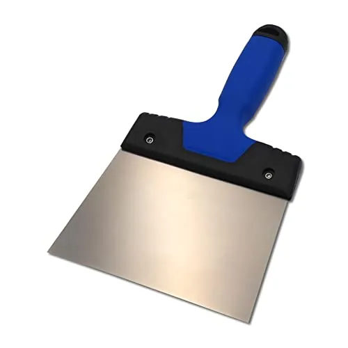 DEWEPRO Fugenspachtel 180 mm aus Edelstahl – Ergonomischer Flächenspachtel mit 2-Komponenten Softgriff – Säurebeständig & rostfrei – Profi Breitspachtel für Fugen, Glätten & Malerarbeiten
