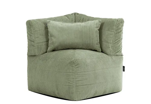 Icon Noa Eck-Sitzsack – Modular Sofa für Erwachsene in Salbeigrün - Gestalte deinen Raum flexibel: Dieser bequeme Sitzsack aus hochwertigem Cordstoff passt sich deinem Stil an. Ideal als Loungesessel oder für individuelle Sofakombinationen. Leicht zu montieren und perfekt für jeden Raum.