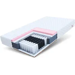 Taschenfederkernmatratze KARI 90x200, 140x200, 160x200, 180x200 cm - Matratzen mit 7 Zonen und 289 Taschenfedern pro m², ideal für Allergiker. Wendematratze mit zwei Härtegraden für individuellen Schlafkomfort und waschbarem Bezug für optimale Hygiene.