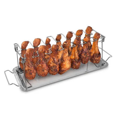 Navaris Chicken Wings Hähnchenschenkel Rack - Edelstahl Grillhalter für BBQ - GRILL-WERKZEUGE: Mit dem Navaris Hähnchenschenkel Rack aus rostfreiem Edelstahl grillen Sie bis zu 14 Hähnchenteile gleichmäßig, ohne Wenden. Ideal für Gas- und Holzkohlegrills sowie den Ofen.