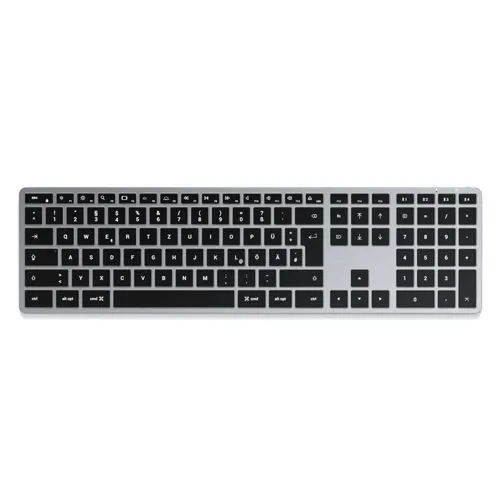 Satechi Slim X3 Bluetooth Keyboard - Kabellose QWERTZ-Tastatur mit Ziffernblock und Hintergrundbeleuchtung, ideal für Apple-Geräte und modernes Design