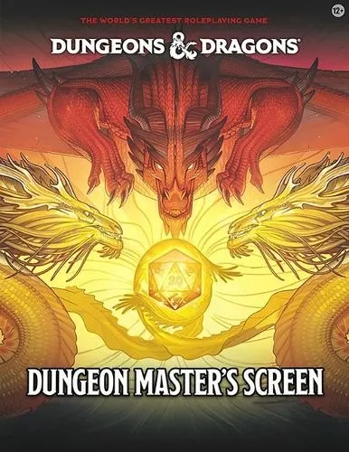 Dungeons & Dragons Rpg: Dungeon Masters Screen (2024) - Gesellschaftsspiele mit überarbeitetem Inhalt für DMs, bietet nützliche Referenzen und eine beeindruckende Panoramaszene von Joy Ang für ein fesselndes Spielerlebnis.