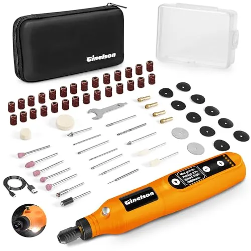 GINELSON Mini Akku Rotationswerkzeug mit LED und 70 Zubehörteilen