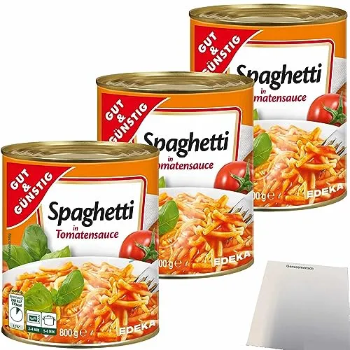 Gut&Günstig Spaghetti in Tomatensauce 3er Pack (3x800g Dose) + usy Block