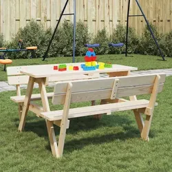 vidaXL Picknicktisch für 4 Kinder mit Schirmloch aus Tannenholz - Der ideale Picknicktisch für Kinder im Garten oder auf der Terrasse. Bietet Platz für bis zu 4 Kinder, inklusive einem praktischen Loch für einen Sonnenschirm an sonnigen Tagen. Robuste Bauweise für unvergessliche Spielmomente.