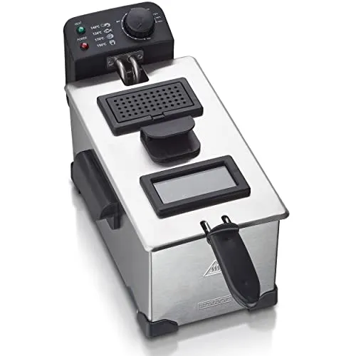 HEINRICHS Öl-Fritteuse 2200 W - Tiegelfritteusen mit 3 Liter Kapazität, Kaltzonen-Technologie für knusprige Pommes und wärmeisolierte Griffe für sichere Handhabung.