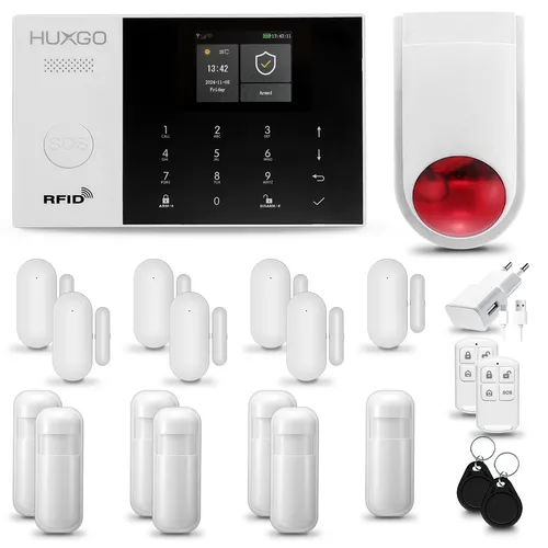 HUXGO HXA005 Alarmanlage Haus WiFi + GSM 4G mit Funksirene