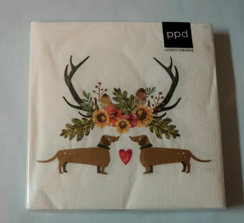 Servietten Dackel  1 Packung OVP ppd Motivservietten E Hunde Geweih Tiere Her 20