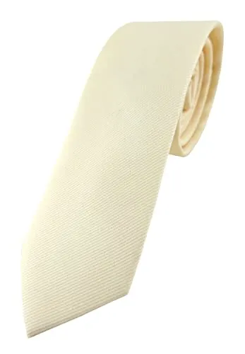 TigerTie schmale Designer Krawatte in einfarbig Uni in beige von TigerTie