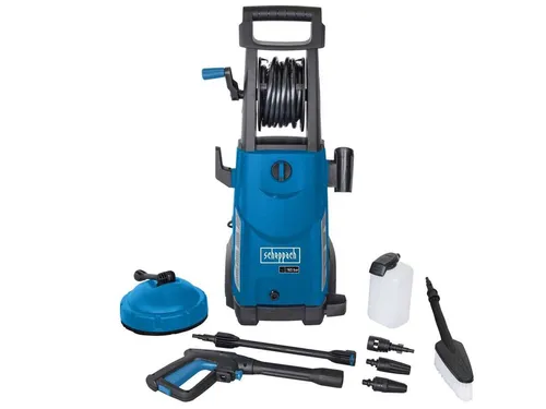 Scheppach Hochdruckreiniger HCE2200 - 2200 W mit 165 bar Druck - Hochdruckreiniger mit leistungsstarkem 2200-Watt-Motor und umfangreichem 9-teiligem Zubehörset für vielseitige Reinigungsaufgaben an Fahrzeugen, Terrassen und mehr.