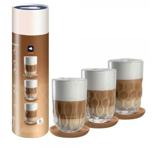 LEONARDO Gläser-Set Latte Macchiato GOCCE, 6-teilig - Gläser-Set für Latte Macchiato, 3 Gläser mit einzigartigem Tropfenrelief, spülmaschinengeeignet und ideal für stilvolle Haushalte.