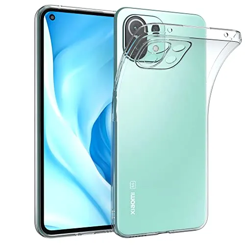 EAZY CASE Hülle kompatibel mit Xiaomi Mi 11 Lite/Mi 11 Lite 5G / 11 Lite 5G NE Schutzhülle Silikon, Ultra dünn, Slimcover, Handyhülle, Silikonhülle, Backcover, Durchsichtig, Klar Transparent