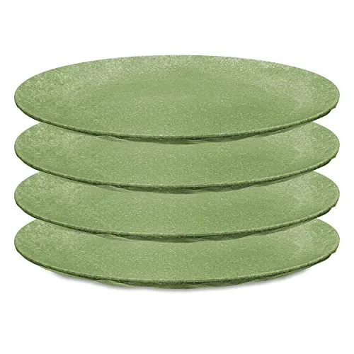 KOZIOL Speiseteller CLUB PLATE, Ø 26 cm - 4er Set - Speiseteller aus biozirkulärem Kunststoff & FSC® zertifiziertem Holz, spülmaschinengeeignet und ideal für turbulente Feiern im Freien.