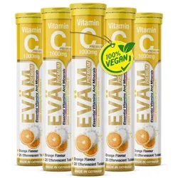 Premium Vitamin C 1000 mg Brausetabletten Geschmack Orange 5x 20 Vitamin C hochdosiert Unterstützung des Immunsystems zuckerfrei Hergestellt in DE