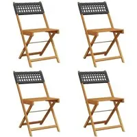 vidaXL Klappbare Gartenstühle 4er Set Schwarz aus Poly Rattan & Massivholz - Bequeme und stabile Gartenstühle aus robustem PE-Rattan und massivem Akazienholz. Ideal für Garten, Terrasse oder Balkon, klappbar für einfachen Transport und Lagerung.