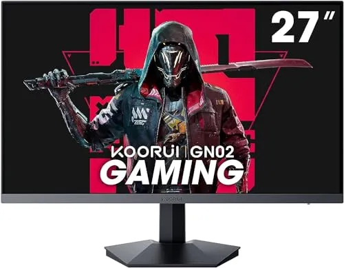 KOORUI 27 Zoll Gaming Monitor - 240Hz FHD mit 1ms Reaktionszeit - Gaming Monitor, 240Hz Bildwiederholfrequenz und 1ms Reaktionszeit für ein flüssiges Spielerlebnis. Schützendes VA-Panel mit flackerfreier Technologie und reichhaltiger Farbdarstellung.