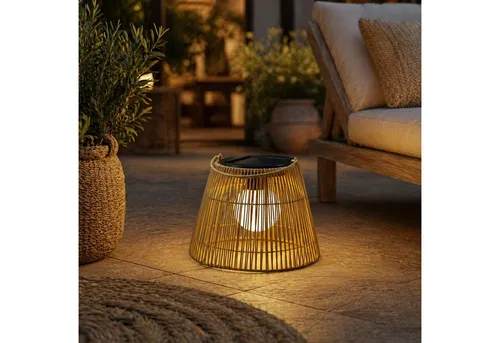 MARELIDA LED Laterne LED Solar Laterne Hängeleuchte in Rattanoptik Solarleuchte natur, LED Classic, warmweiß (2100K bis 3000K)