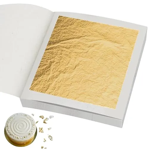Edles Blattgold Essbar - 10 Blatt für Dekoration - Blattgold für Torten und Kunsthandwerk, aus 24-karätigem Gold, ideal für beeindruckende Dekorationen und kreative Projekte.