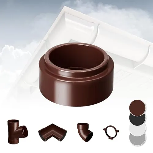 RAINWAY L Regenrinnen System (Bogenverbinder braun) - PVC-U Kunststoff in 4 Farben, für Dachflächen > 100m² empfohlen, Verbinder Erweiterung Zubehör