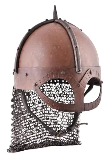 Ulfberth - Der Gjermundbu Helm mit vernieteter Brünne, 2 mm Stahl – Schaukampf-tauglicher Wikingerhelm (L)