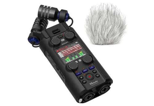 Zoom Audio-Recorder H5 Studio mit Fell-Windschutz