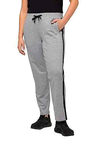 Ulla Popken Damen große Größen Übergrößen Plus Size Jogginghose, Seitenstreifen, Elastikbund, Taschen hellgrau mélange 50+ 821657134-50+