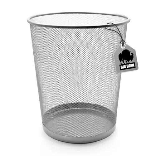 BigDean Papierkorb Mülleimer Büro silber 20L Draht – vielseitiger Mülleimer