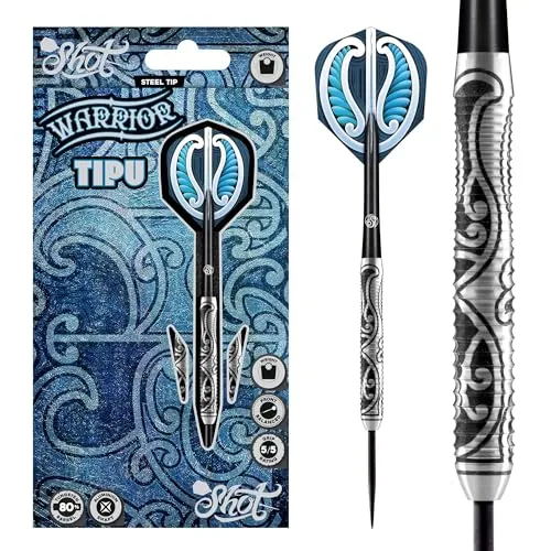 Shot! Darts Warrior Tipu Dart-Set mit Stahlspitze, 80% Wolfram